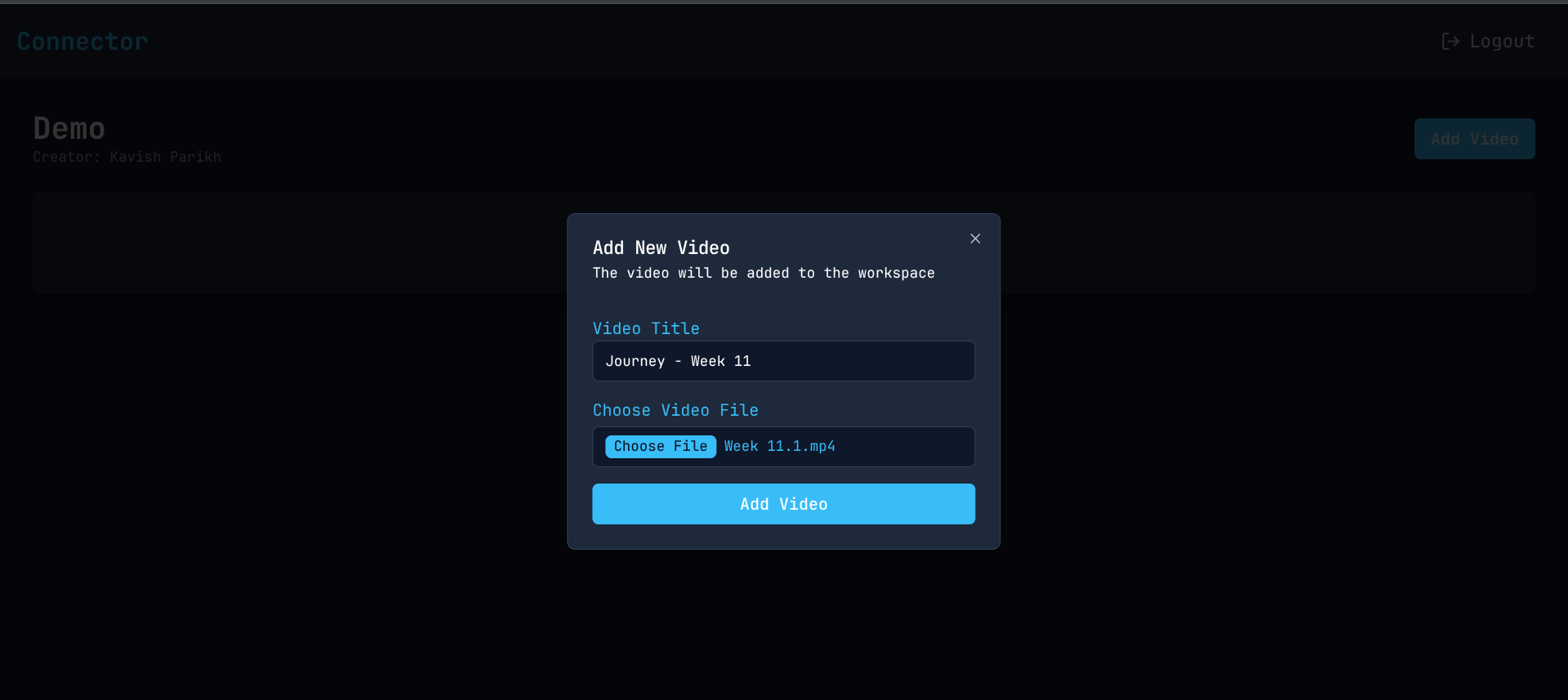 Image of editor video upload interface