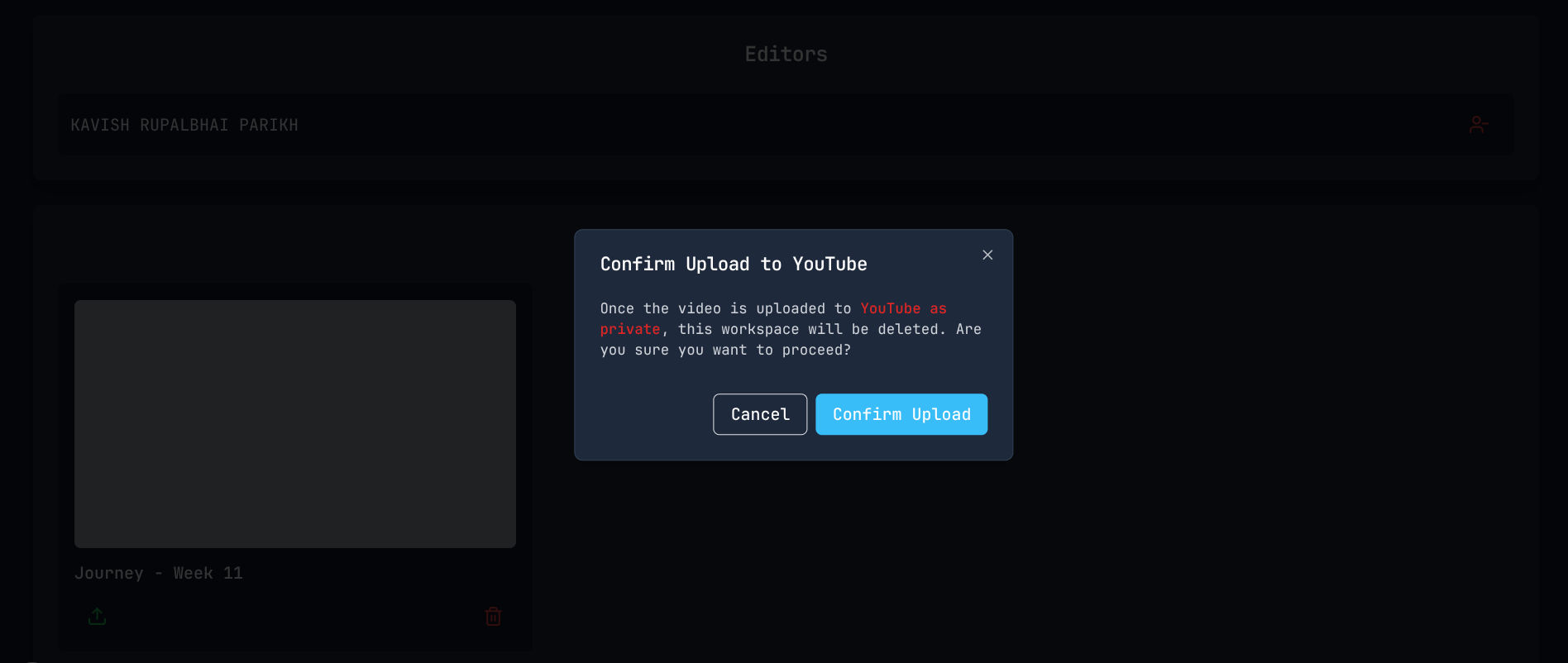 Image showing direct YouTube publishing settings